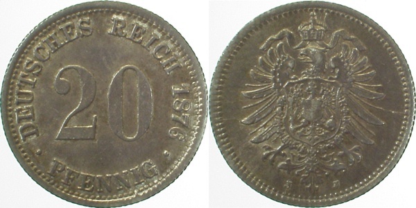 00576J~1.8 20Pfennig  1876J vz+ J 005  