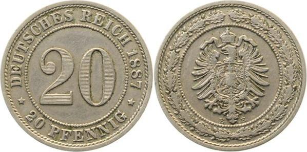 00687E~3.0 20Pfennig  1887E ss J 006  