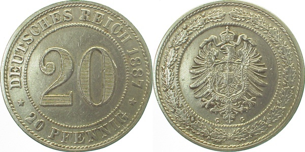 00687G~2.5 20Pfennig  1887G ss/vz J 006  