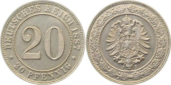 00687J~1.1 20Pfennig  1887J prfr/stgl J 006  