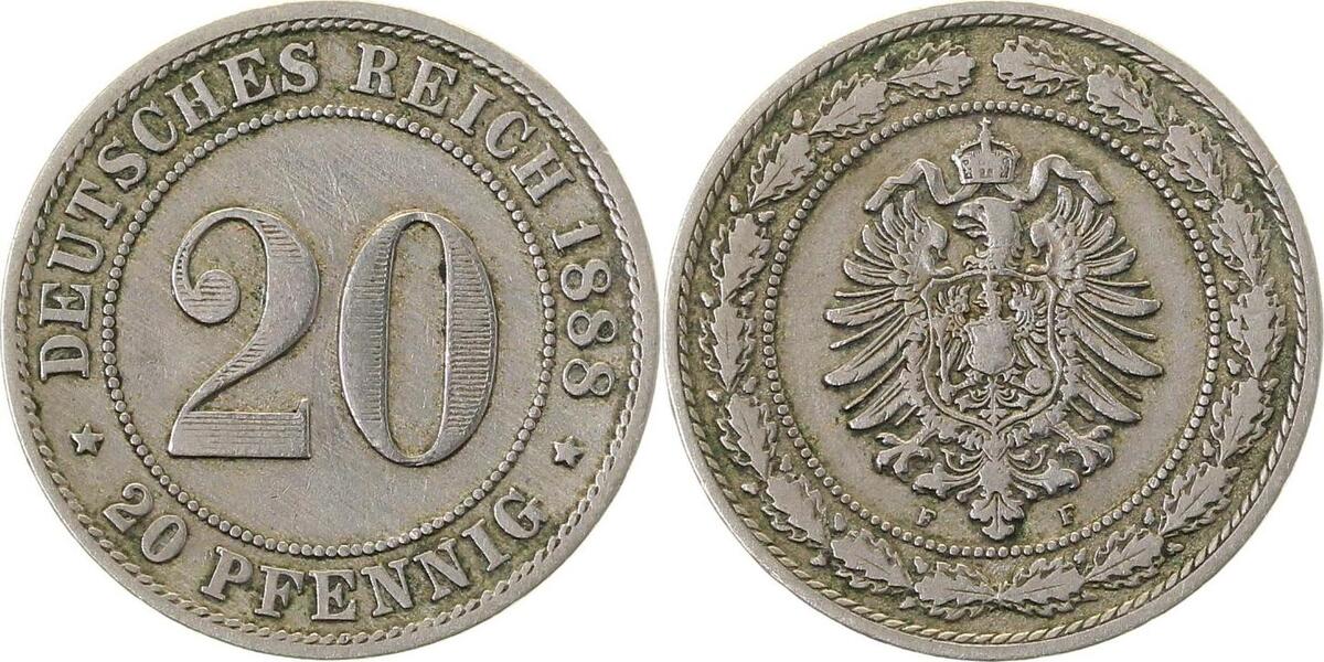00688F~3.5 20Pfennig  1888F s/ss J 006  