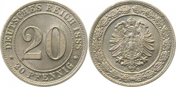 00688G~2.0 20Pfennig  1888G vz J 006  