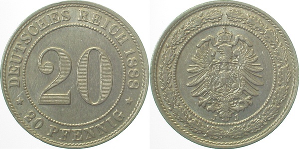 00688J~2.0 20Pfennig  1888J vz J 006  