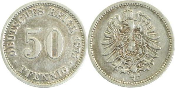 00775A~2.8 50 Pfennig  1875A ss+ J 007  