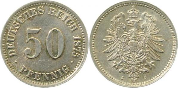 00775J~1.5b 50 Pfennig  1875J f.prfr Licht. Prägung !!!! J 007  