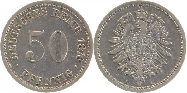 00776A~2.5 50 Pfennig  1876A ss/vz J 007  