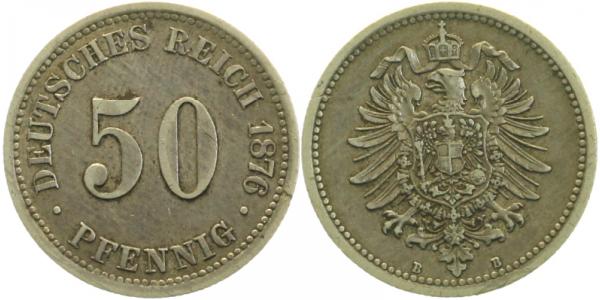 00776B~2.5 50 Pfennig  1876B ss/vz J 007  