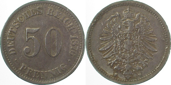 00776F~2.5 50 Pfennig  1876F ss/vz J 007  