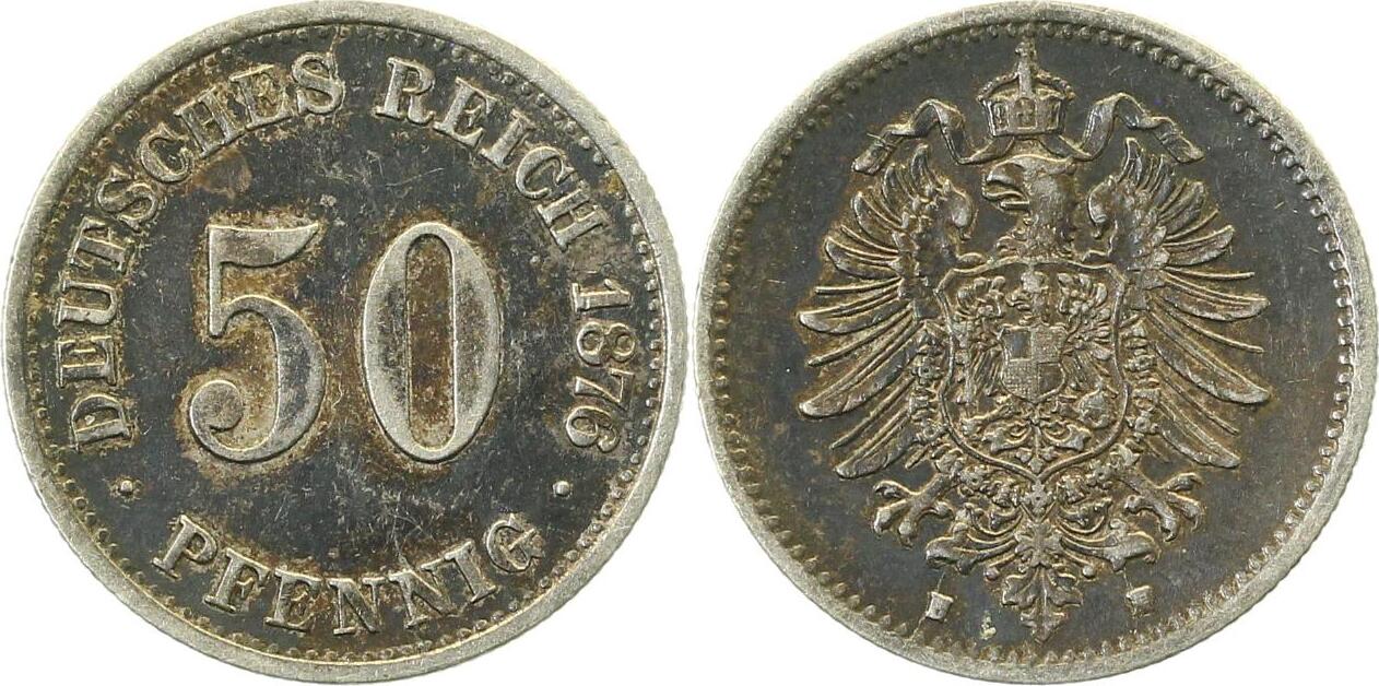 00776H~2.5-H-PAT 50 Pfennig  1876H ss/vz Patina J 007  