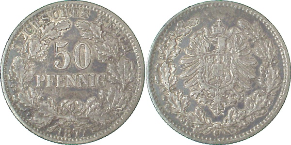 00877G~2.8 50 Pfennig  1877G ss+ J 008  
