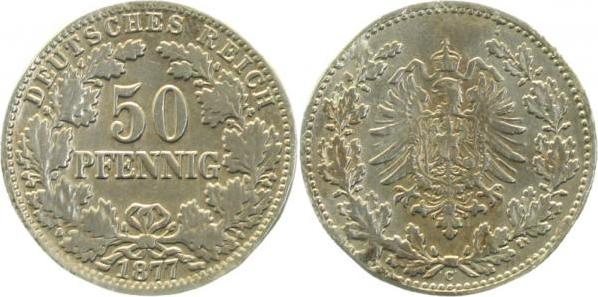 00877C~2.5b 50 Pfennig  1877C ss/vz beschädigter Rand J 008  