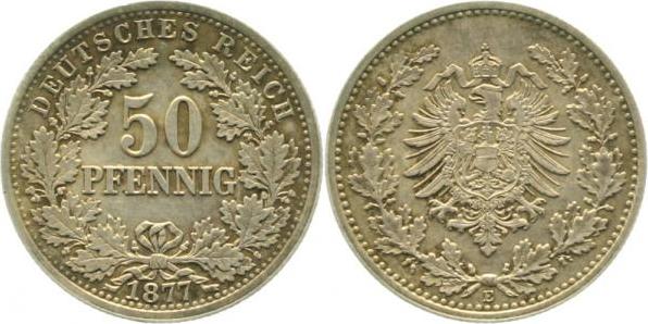 00877E~1.5-H 50 Pfennig  1877E vz/stgl !! J 008  