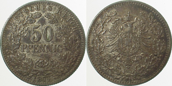 00877G~2.5 50 Pfennig  1877G ss/vz J 008  