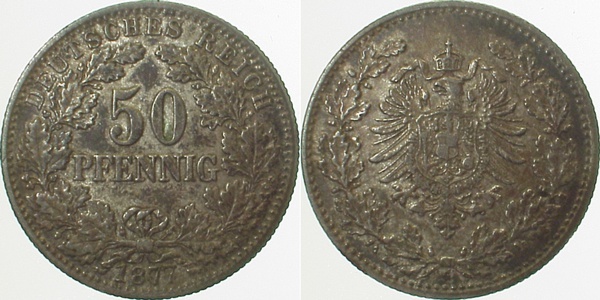 00877G~2.5 50 Pfennig  1877G ss/vz J 008  