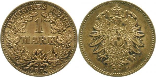 00974F~1.2-GG-PAT 1 Mark  1874F f.stgl herrliche Patina J 009  