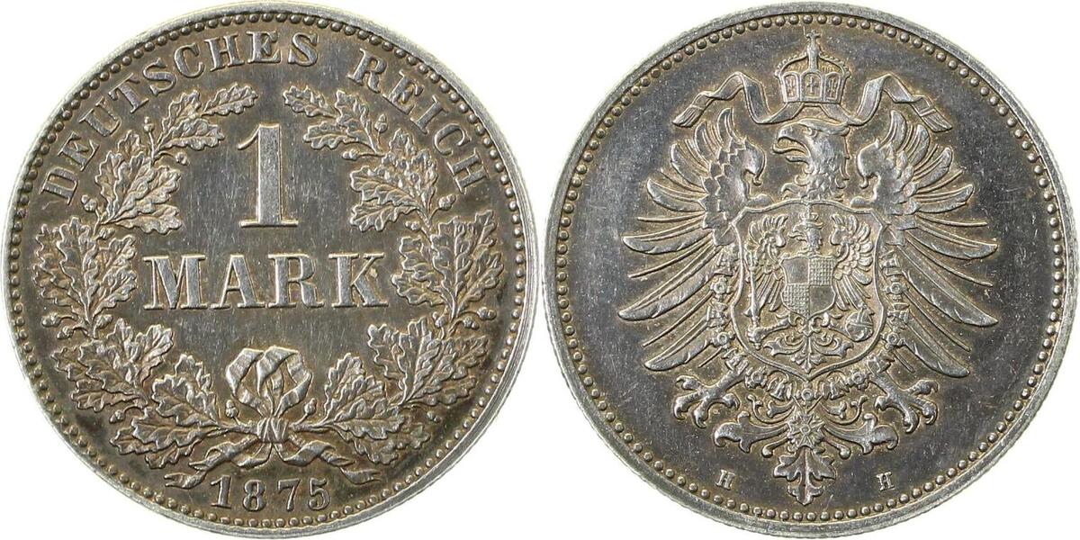 00975H~0.1-GG-PAT 1 Mark  1875H PP- min. berührt, herrliche Patina J 009  