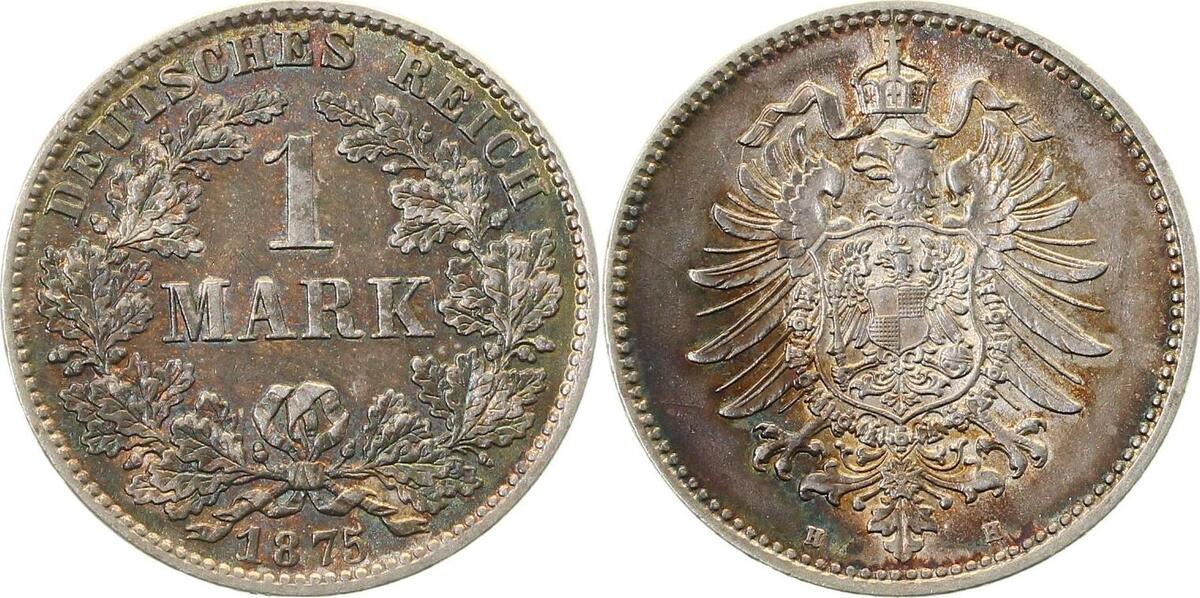 00975H~1.5-GG-PAT 1 Mark  1875H vz/stgl  , schöne Patina J 009  