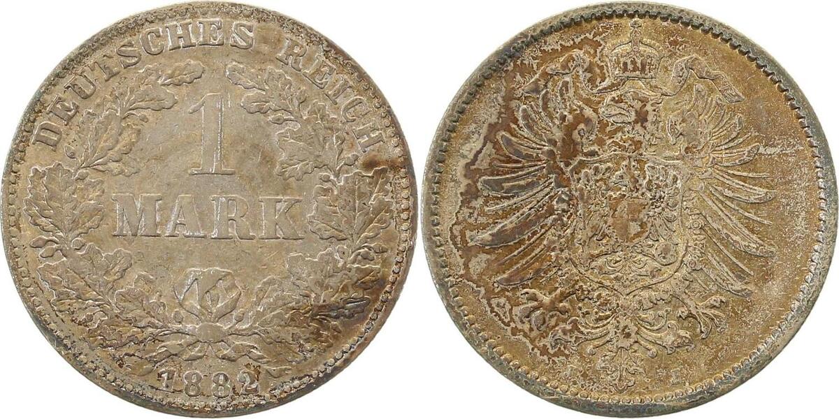 00982J~2.2-GG-PAT 1 Mark  1882J fast VZ, selten i.d. Erhaltung, alte leichte Patina J 009  