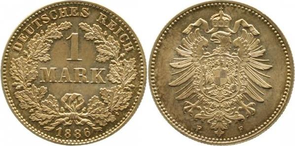 00986F~1.1a-GG-PAT 1 Mark  1886F prfr/stgl. EA !!! herrliche leichte Patina J 009  