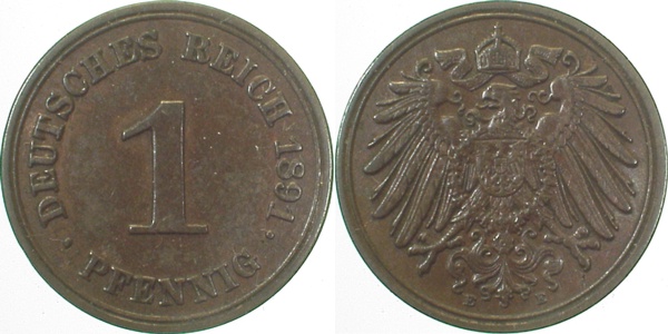 01091E~1.5 1 Pfennig  1891E f.prfr. J 010  