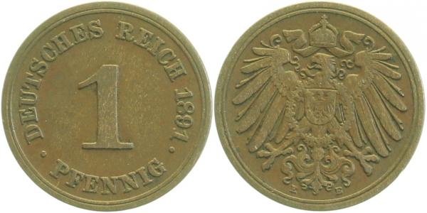 01091E~2.5 1 Pfennig  1891E ss/vz J 010  