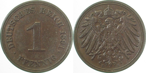 01091E~1.5 1 Pfennig  1891E f.prfr. J 010  