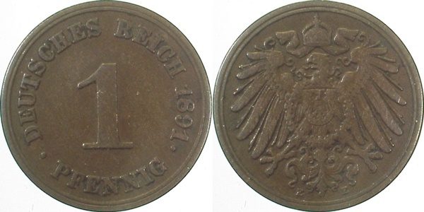 01091E~3.0 1 Pfennig  1891E ss J 010  