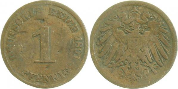 01091J~3.5 1 Pfennig  1891J s/ss J 010  