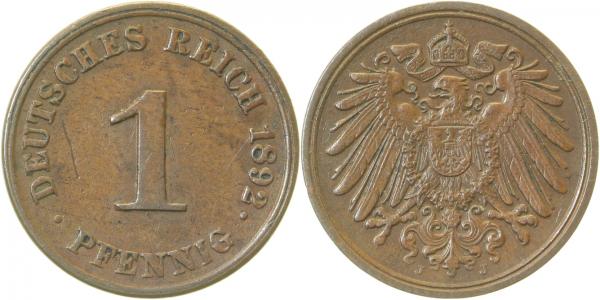 01092J~2.5 1 Pfennig  1892J ss/vz J 010  