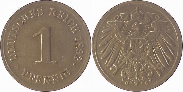 01092G~2.2 1 Pfennig  1892G vz- J 010  