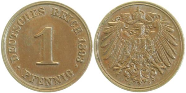 01093J~1.8 1 Pfennig  1893J vz/prfr J 010  