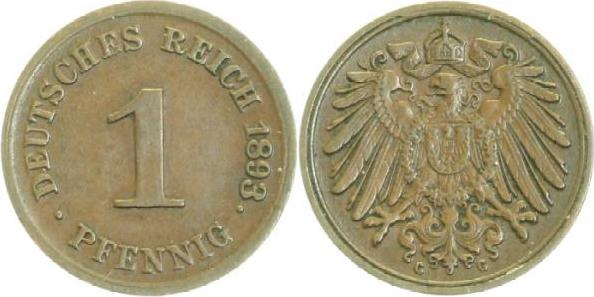 01093G~2.5-H 1 Pfennig  1893G ss/vz J 010  