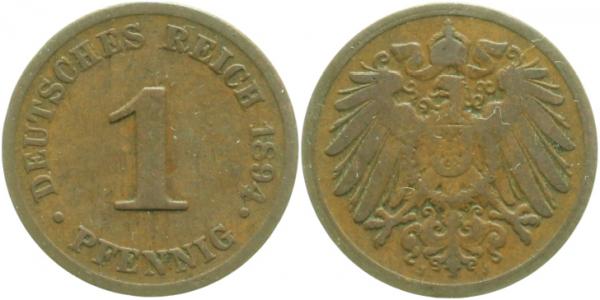 01094J~3.5 1 Pfennig  1894J s/ss J 010  