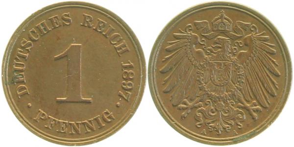 01097A~1.8 1 Pfennig  1897A vz/prfr !!! J 010  