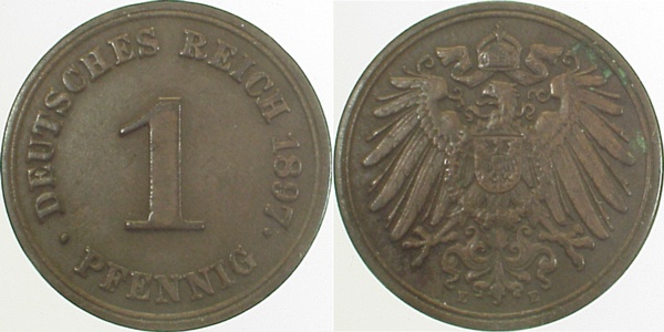 01097E~2.5 1 Pfennig  1897E ss/vz J 010  