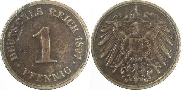01097G~3.5 1 Pfennig  1897G s/ss J 010  