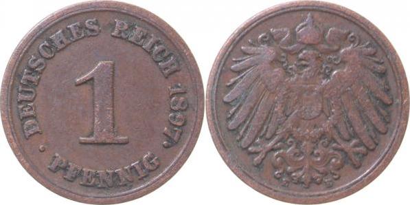 01097E~3.5 1 Pfennig  1897E s/ss J 010  