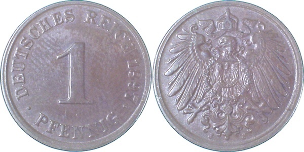 01097J~1.8 1 Pfennig  1897J vz+ J 010  