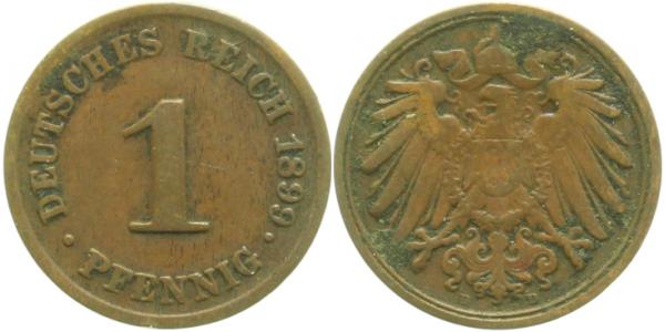 01099D~3.0 1 Pfennig  1899D vz J 010  