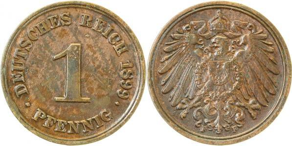 01099F~2.2b 1 Pfennig  1899F f.vz etwas fleckig J 010  