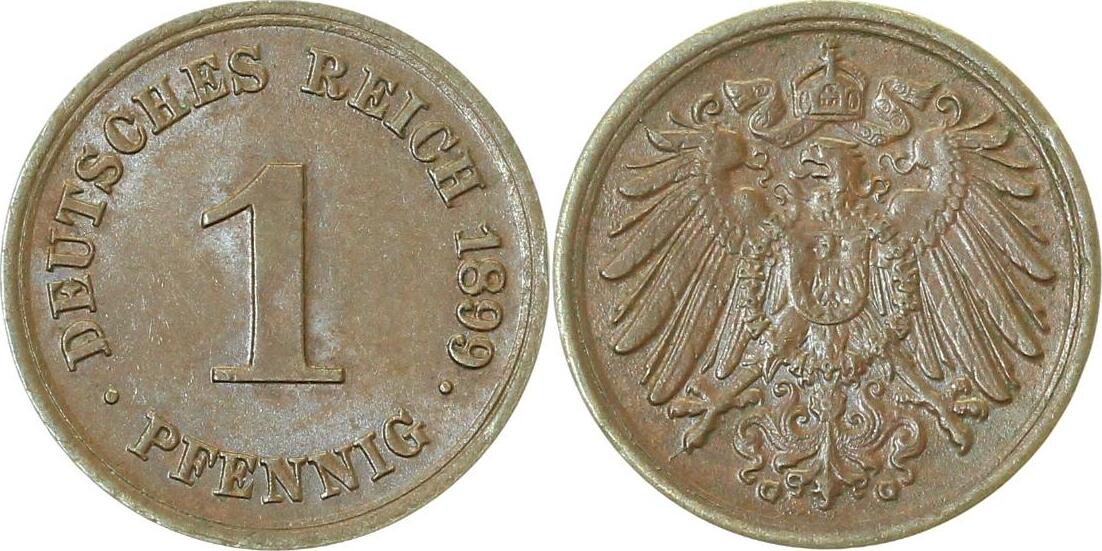01099G~1.5-H 1 Pfennig  1899G f.prfr, selten i.d. ERhaltung J 010  