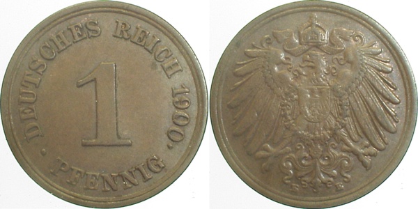 010n00E~2.5 1 Pfennig  1900E ss/vz J 010  