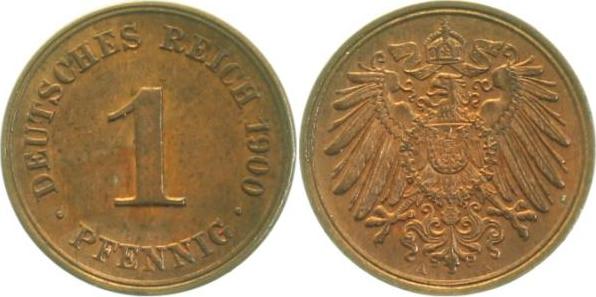 010n00A~1.2a 1 Pfennig  1900A prfr Erstabschlag (EA)! !! J 010  