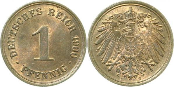 010n00D~0.95 1 Pfennig  1900D prfr fein !!!! J 010  