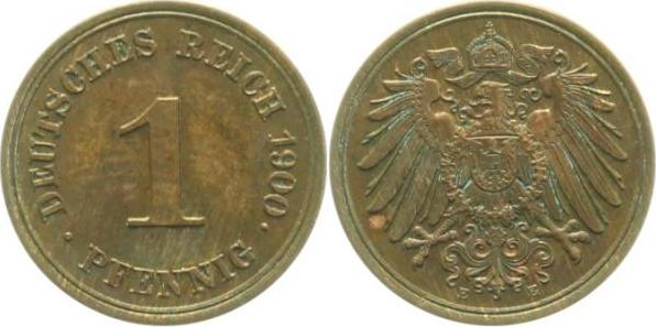 010n00E~1.0a 1 Pfennig  1900E stgl/herrliche Patina J 010  