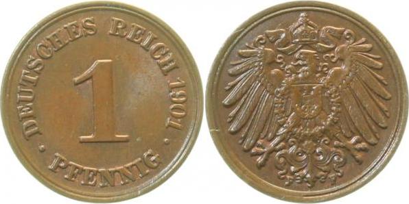 010n01F~1.1-H 1 Pfennig  1901F prfr/stgl !! J 010  