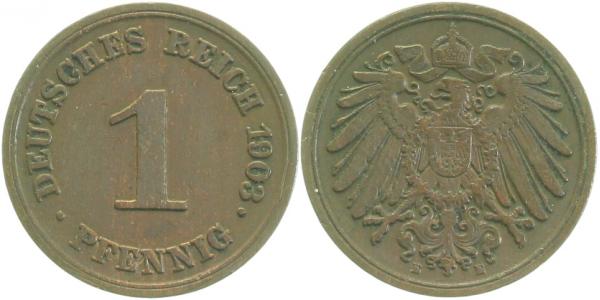 010n03E~2.5 1 Pfennig  1903E ss/vz J 010  