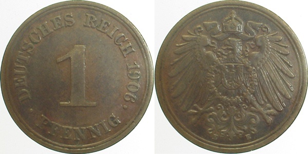 010n06E~2.0 1 Pfennig  1906E vz J 010  