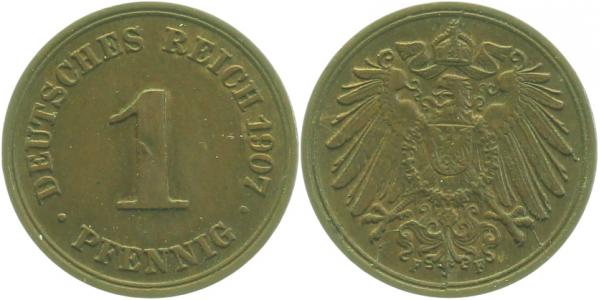 010n07F~2.0 1 Pfennig  1907F vz  J 010  