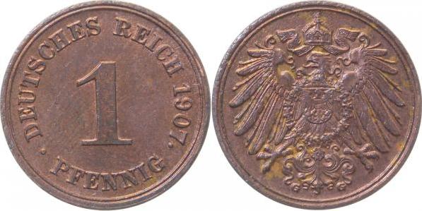 010n07G~1.2 1 Pfennig  1907G prfr!! J 010  